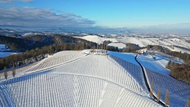 Aerial view of Lubekogel and snow covered vineyards Austria. Aerial view of Lubekogel and snow covered vineyards Austria.