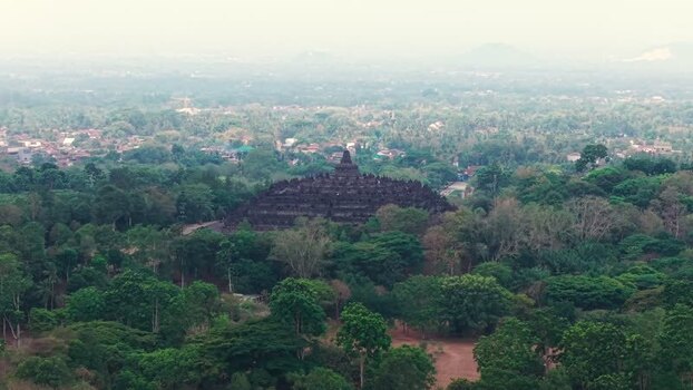 Aerial view of Borobudur Temple in Magelang Indonesia.