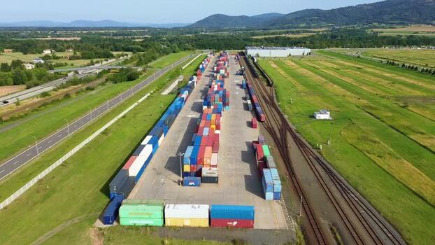 Aerial view of the container terminal in Nosovice Czechia. Aerial view of the container terminal in Nosovice Czechia.