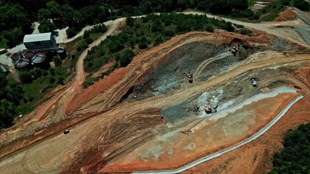 Aerial View of Construction and Earthmoving Operations in Greece