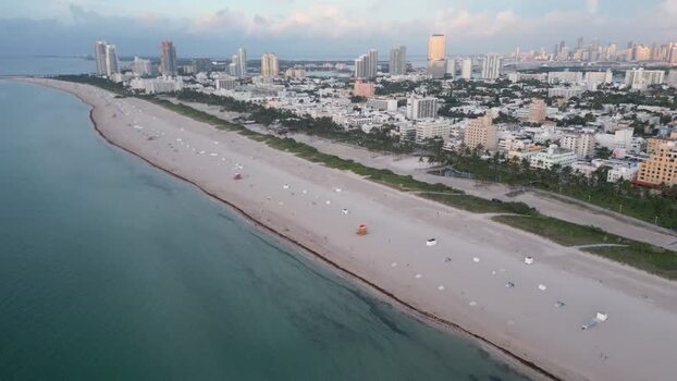 Aerial view of Miami Beach skyline and coastline United States. Aerial view of Miami Beach skyline and coastline United States.