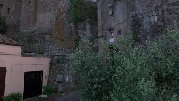 Aerial view of historic stone walls in Calcata Italy. Aerial view of historic stone walls in Calcata Italy.