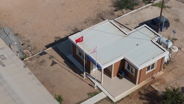 Aerial view of a small building in Famagusta Northern Cyprus.