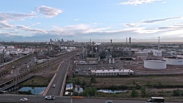 Aerial view of Suncor Energy USA Inc refinery in United States.