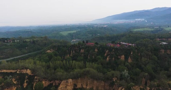 Aerial view of Balze del Valdarno rock formations and hills Italy. Aerial view of Balze del Valdarno rock formations and hills Italy.