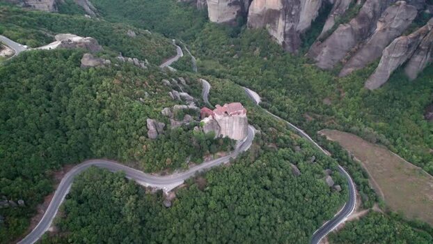 Aerial view of Meteora monastery in Trikala Greece. Aerial view of Meteora monastery in Trikala Greece.