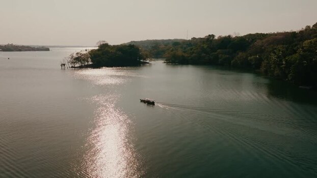 Aerial view of Island of Flores Guatemala.