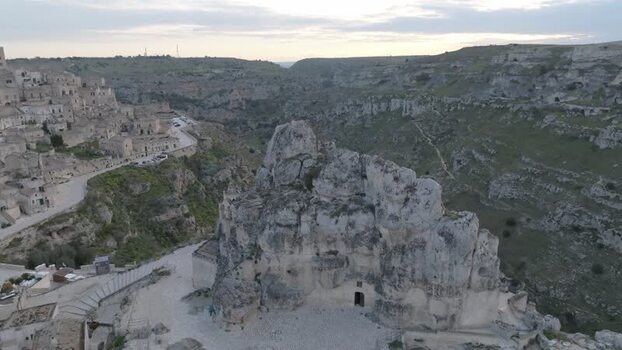 Aerial view of Sassi di Matera in Italy.