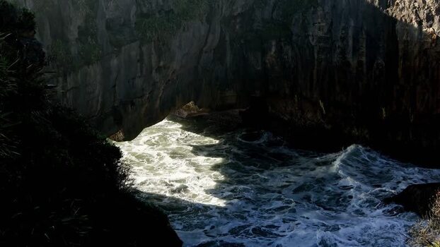 View of a dramatic rocky inlet New Zealand. View of a dramatic rocky inlet New Zealand.