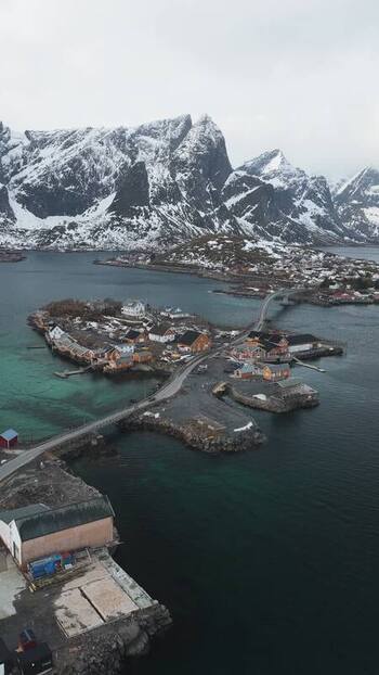 Aerial view of Hamn&oslash;y village Norway.