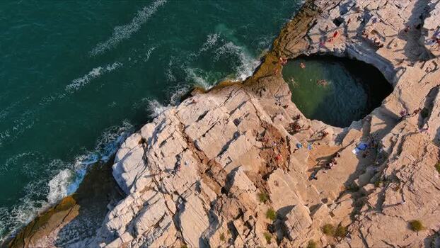 Aerial view of Giola natural pool in Thasos Greece. Aerial view of Giola natural pool in Thasos Greece.