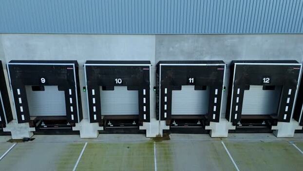 Aerial view of distribution loading bays United Kingdom.