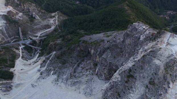 Aerial view of the Carrara marble quarries in Tuscany Italy. Aerial view of the Carrara marble quarries in Tuscany Italy.