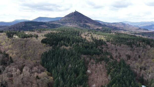 Aerial view of Haut Koenigsbourg castle France.