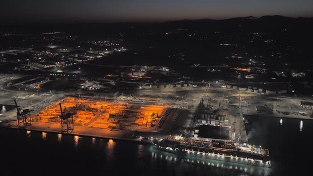 Aerial view of Civitavecchia Port at night Italy. Aerial view of Civitavecchia Port at night Italy.