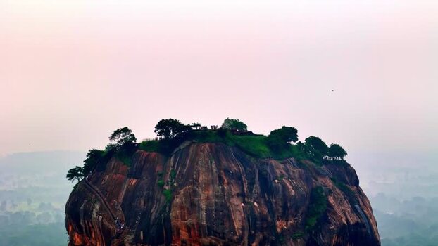 Aerial view of Sigiriya rock fortress in Sri Lanka.