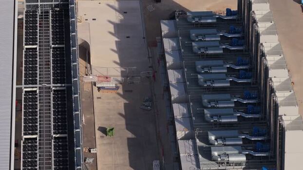 Aerial view of Kao Data center facility in Harlow United Kingdom.
