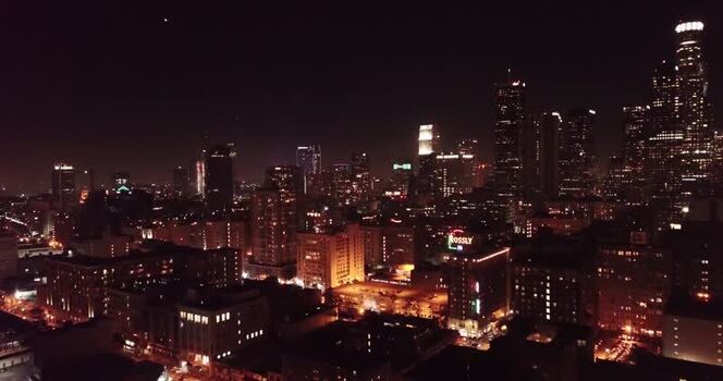 Aerial view of the Los Angeles skyline at night United States. Aerial view of the Los Angeles skyline at night United States.