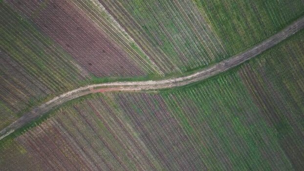 Aerial view of agriculture fields France.