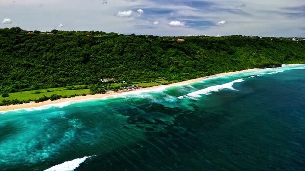 Aerial view of the coastline of Bali Indonesia.