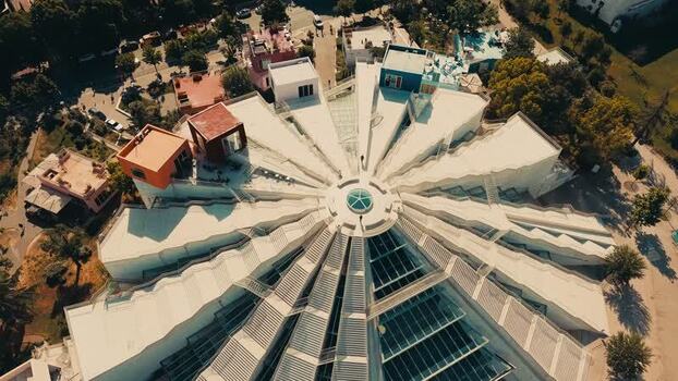 Aerial view of the Pyramid of Tirana Albania.
