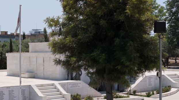 Aerial view of memorial monument in Nicosia Cyprus.