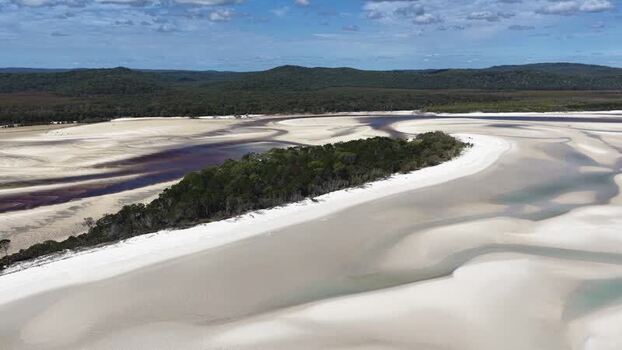 Aerial view of Wathumba Creek on K gari Australia.