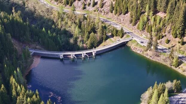 Aerial view of Kraftwerk Bodendorf and Sperre Paal dam Austria. Aerial view of Kraftwerk Bodendorf and Sperre Paal dam Austria.