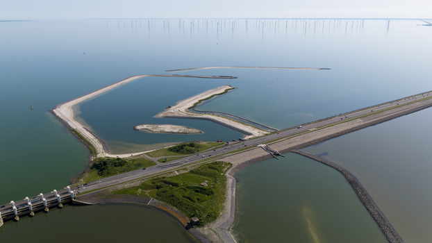 Aerial View of the Vismigratierivier at the Afsluitdijk Aerial View of the Vismigratierivier at the Afsluitdijk