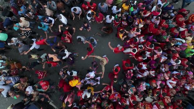 Aerial view of a large crowd gathered for a festival Bangladesh.