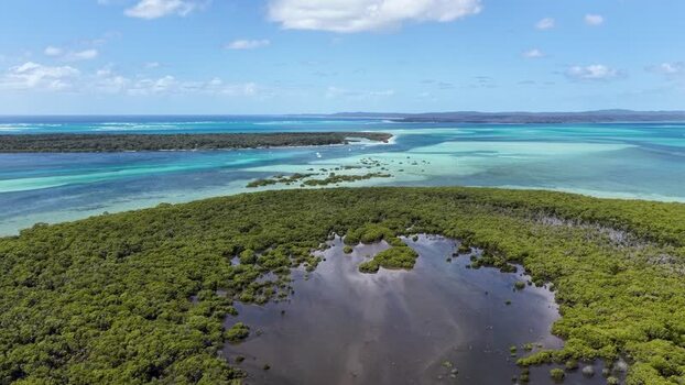 Aerial view of Moreton Island and Day s Gutter Australia.