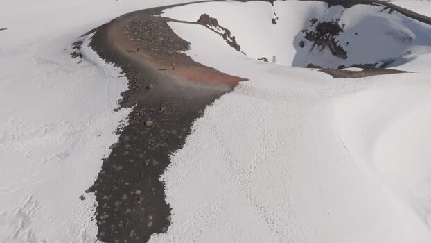 Aerial view of the snow covered volcanic crater near Rifugio Sapienza Italy. Aerial view of the snow covered volcanic crater near Rifugio Sapienza Italy.