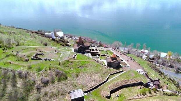 Aerial view of Sevanavank monastery on Lake Sevan Armenia. Aerial view of Sevanavank monastery on Lake Sevan Armenia.