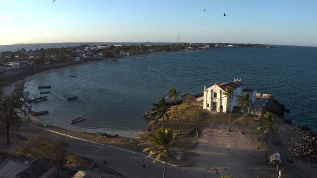 Aerial view of Chapel of Nossa Senhora de Mozambique.