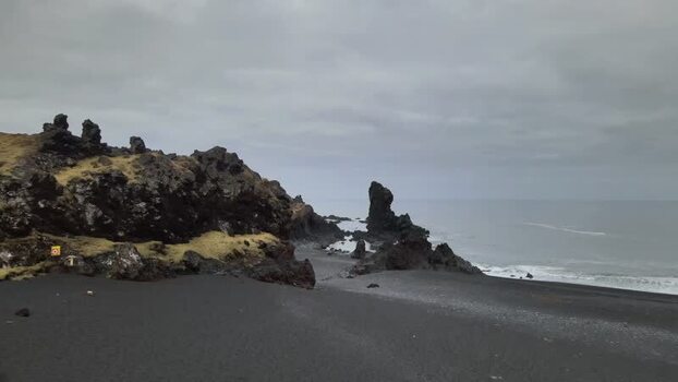 Aerial view of Djupalonssandur coastline Iceland.