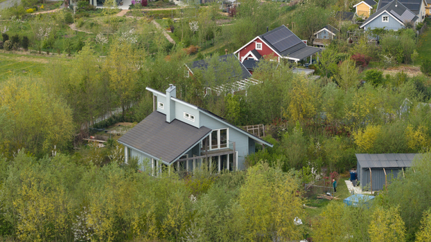 Eco Village Almere aerial views. Sustainable residential area. Eco Village Almere aerial views. Sustainable residential area.