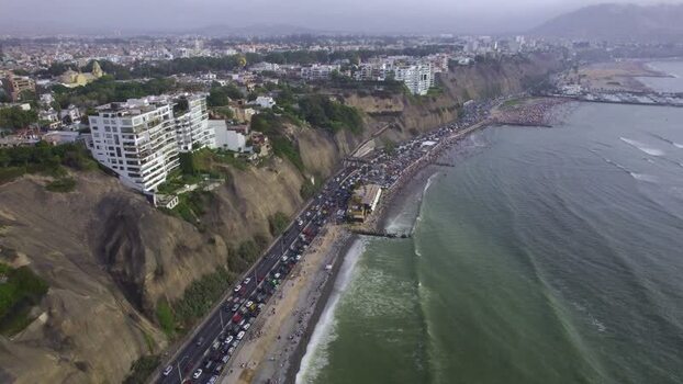 Aerial view of Circuito de Playas in Barranco Peru. Aerial view of Circuito de Playas in Barranco Peru.