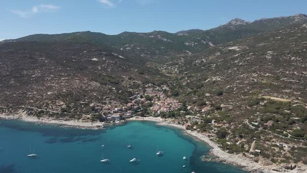 Aerial View of Seccheto Elba Island Tuscany Italy.