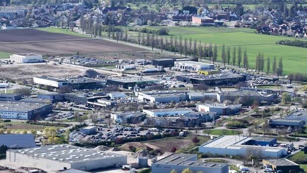 Aerial view of industrial park in Sausheim France.
