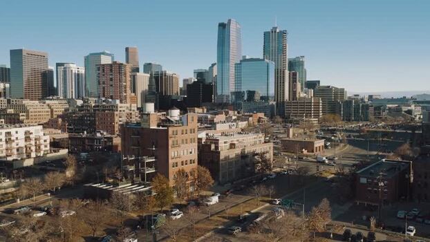 Aerial view of Denver skyline in Colorado United States.