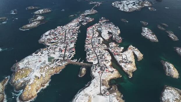 Aerial view of Henningsv&aelig;r Football Stadium Norway.
