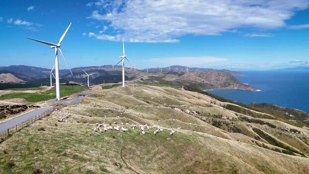 Aerial view of wind turbines at Makara New Zealand. Aerial view of wind turbines at Makara New Zealand.