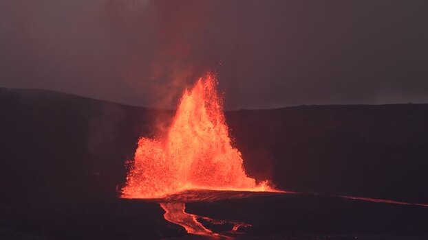 View of a dramatic volcanic eruption United States.