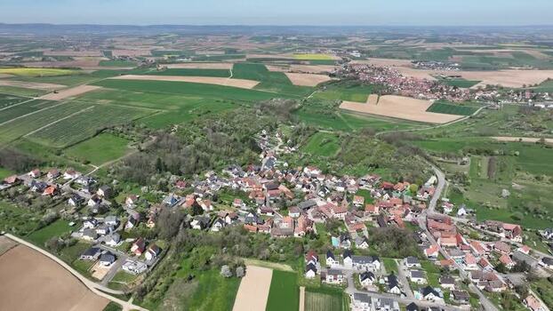 Aerial view of Wintzenheim Kochersberg France.