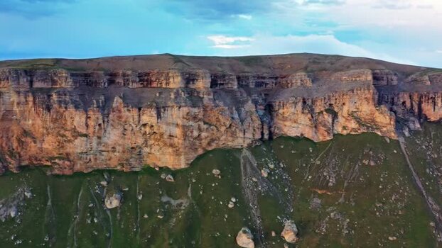 Aerial view of Bermamyt plateau cliffs Russia.