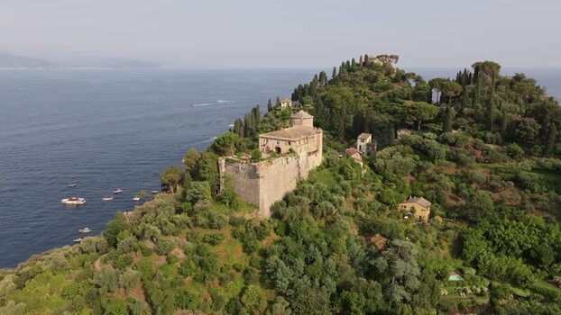 Aerial view of Castello Brown in Portofino Italy. Aerial view of Castello Brown in Portofino Italy.