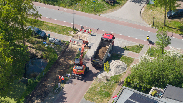 Heiloo Netherlands 05 May 2026 Aerial View of Electricity Grid Expansion Works