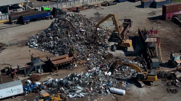 Aerial view of scrap metal yard in Long Beach United States.