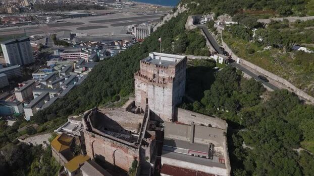 Aerial view of Moorish Castle in Gibraltar Gibraltar. Aerial view of Moorish Castle in Gibraltar Gibraltar.