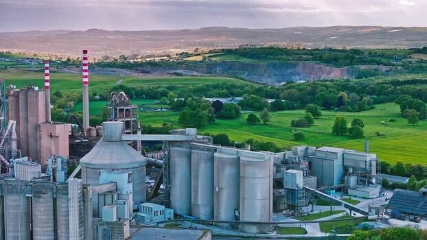 Aerial view of Irish Cement Ltd factory in Drogheda Ireland.